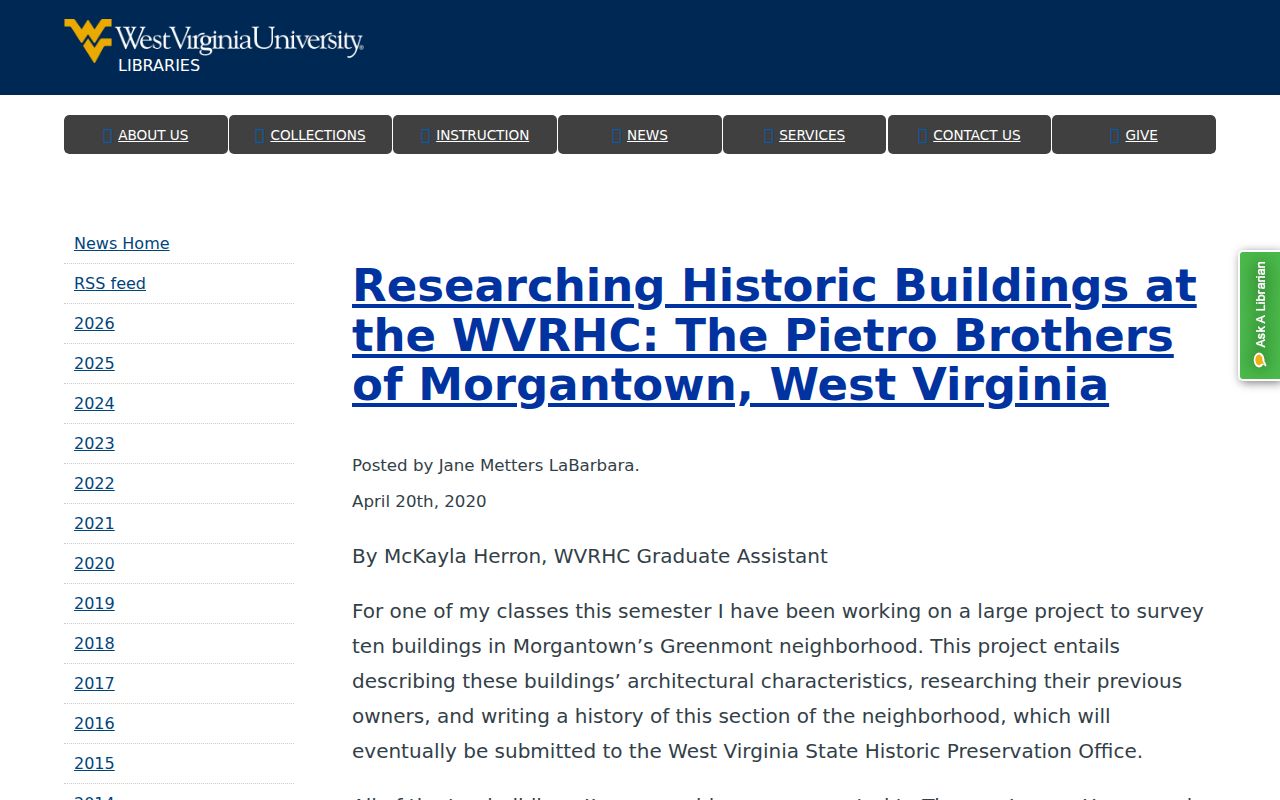 Monongalia County residents directory house history research