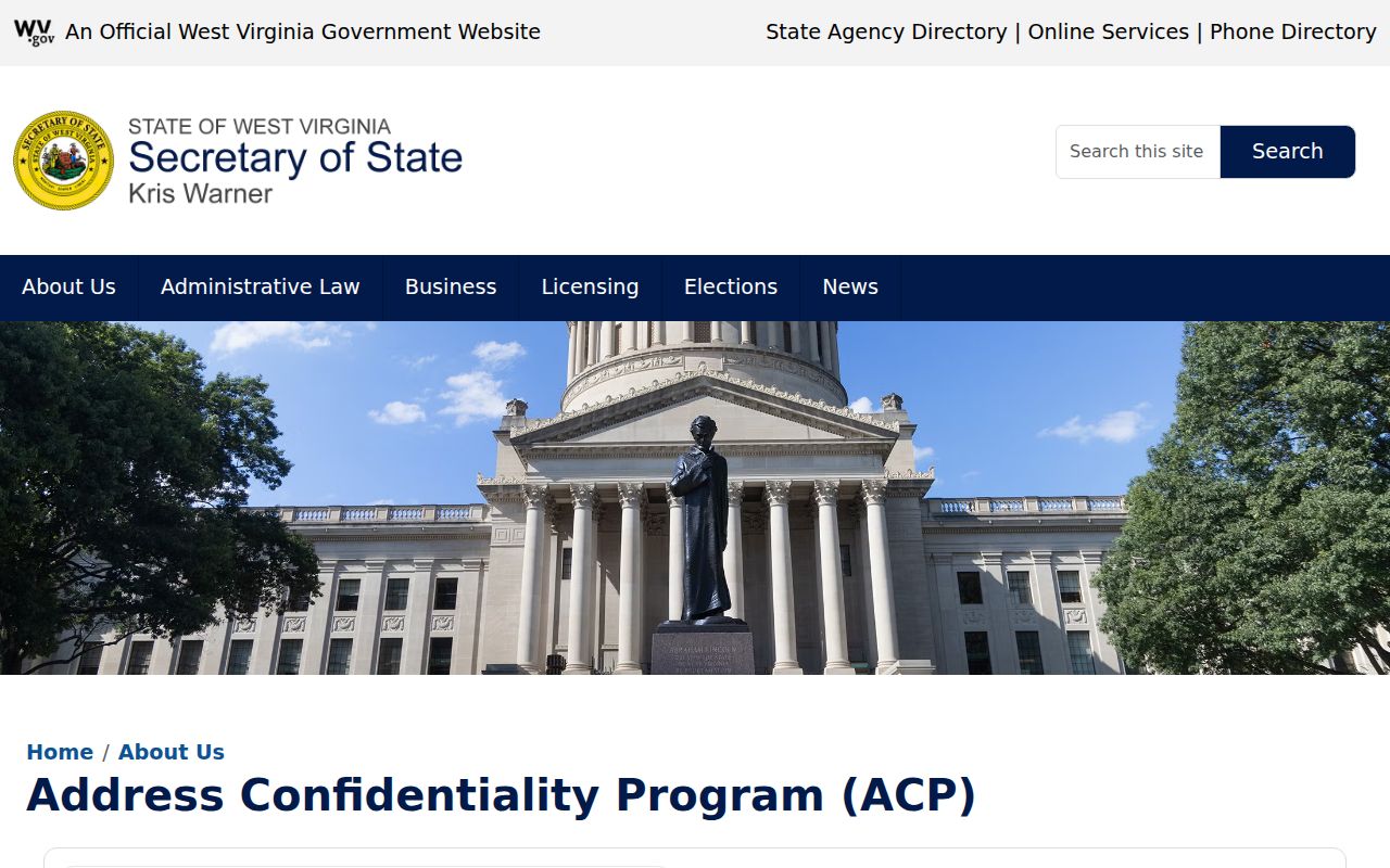 Address Confidentiality Program limit on a Monongalia County resident lookup