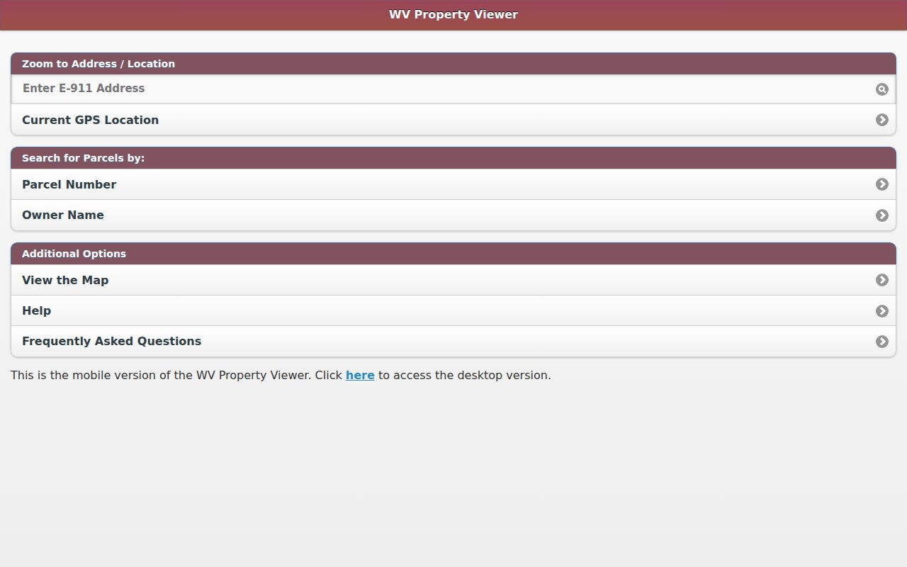 West Virginia parcel viewer used with the Monongalia County ZIP code directory